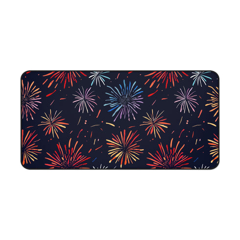 Fireworks Fiesta Desk Mat - Bring Colorful Festivity to Your Workspace with Vibrant Fireworks Pattern - Desk Protection in Style!