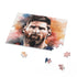 Lionel Messi football jigsaw puzzle with action on the field.
