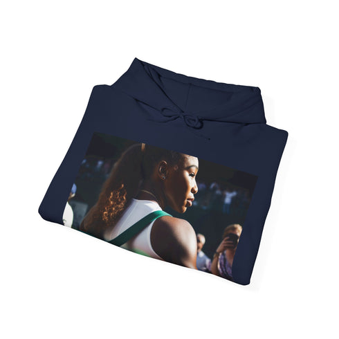 Navy Tennis Ace Hoodie with Serena Williams portrait for men and women.