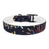 Vibrant festive fireworks dog collar for medium-sized dogs in black onyx.