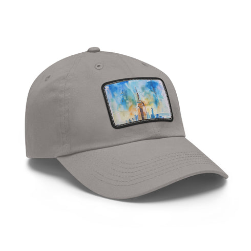 Empire State Watercolor Cap with White Brown Patch - Hat Accessories Unisex