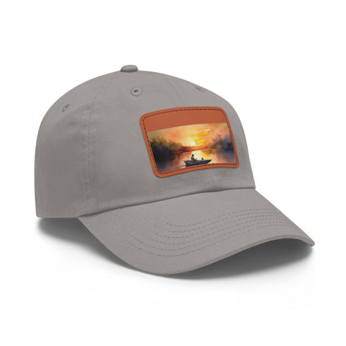 White Fishermans Paradise Sunset Cap with Light Brown patch, rectangular shape