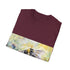 Watercolor bumblebee charcoal cotton tee with crew neck and vibrant nature design