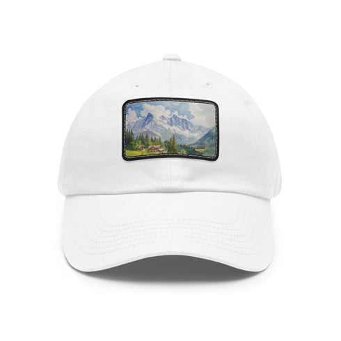 Swiss Alps Watercolor Cap in White with Light Brown Patch