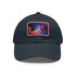 White cotton Galactic Glow Baseball Cap with light brown rectangle patch.