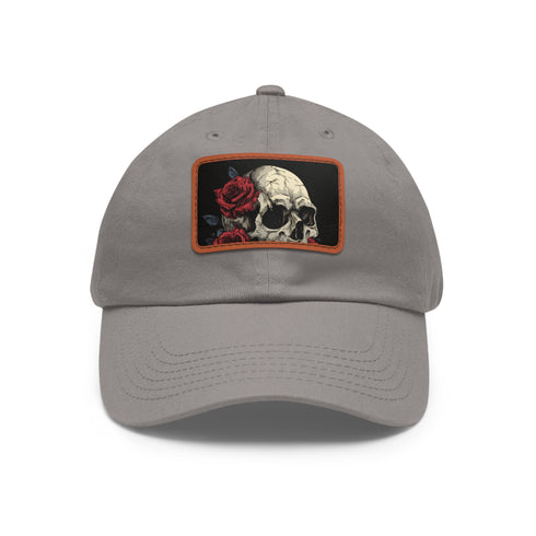 Gothic skull cap with detailed roses, White/Light Brown Rectangle variant.