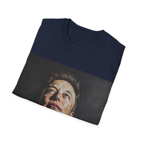 Galactic Visionary Elon Musk Tee in Charcoal, Size Small, Cotton Crewneck.