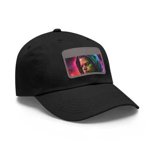 Vibrant neon watercolor baseball cap with light brown patch.
