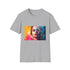 Vibrant charcoal cotton crew neck T-shirt with captivating summer watercolor pattern