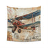 Vintage Voyages Airplane Tapestry - High-Quality, Stylish Décor for Travel Enthusiasts | Makes a Great Gift | Available in 34x40 and 57x57 Sizes