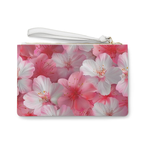 Pink Cherry Blossom All Over Print Clutch Bag Made in USA