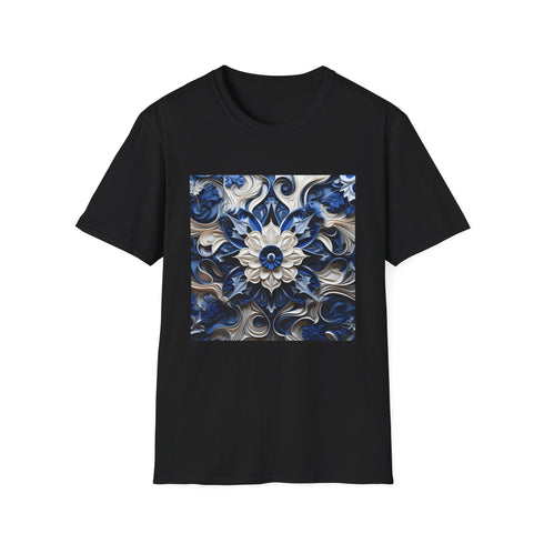 Porcelain Blue Blossom Tee | T-Shirt | Cotton, Crew neck, DTG, Men's Clothing, Regular fit, T-shirts, Women's Clothing | Prints with Passion