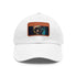 Neon watercolor baseball cap with light brown rectangle patch.