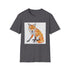 Geometric fox charcoal t-shirt with angular lines in soft breathable cotton