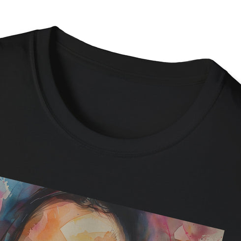 Watercolor Kim Kardashian charcoal cotton t-shirt with crew neck regular fit