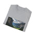 Nature-inspired charcoal crew neck t-shirt with Swiss Alps design.
