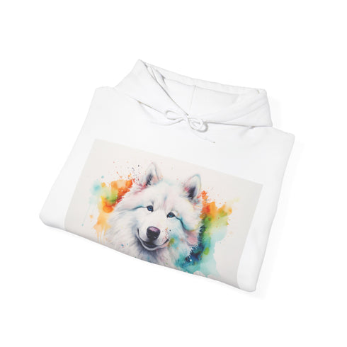 Smiling Samoyed watercolor navy hoodie unisex regular fit.