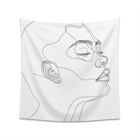 Abstract Visage: Minimalist Tapestry - Modern One Line Artwork - High Quality - Perfect Gift - Available in 2 Sizes - BenCPrints