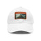 Luxe white cotton baseball hat with light brown rectangular patch.