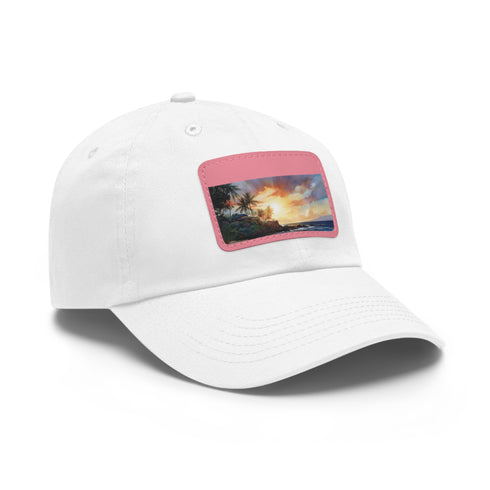 Hawaiian Sunset Paradise Cotton Hat with White Patch.