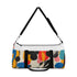 Abstract bold bright duffel bag with vibrant seamless pattern for travel or gym.