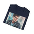 Charcoal crew neck t-shirt featuring watercolor Danny Zuko art