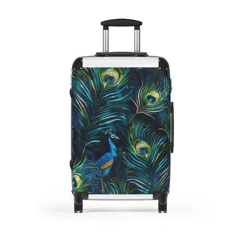 Vibrant Blue Peacock Feathers Suitcase