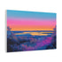 Neon Horizon Splitting Day and Night Stretched Canvas Wall Art