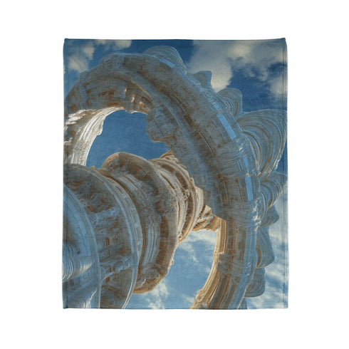 Sky Temple Rotating in Zero Gravity Plush Fleece Throw Blanket