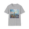 Empire State Building watercolor graphic tee in charcoal, size small.