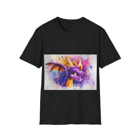Colorful Spyro Watercolor Tee, Charcoal, Regular Fit, Dragon Design, Cotton