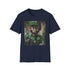 Charcoal cotton T-shirt with vibrant Luigi painting and regular fit