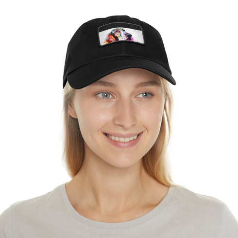 White basset hound baseball cap with light brown patch.