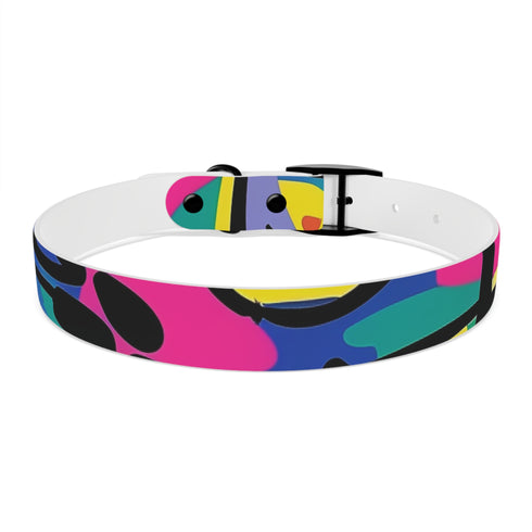 Neon graffiti dog collar with urban chic black onyx design.