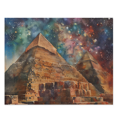 Vibrant Egyptian pyramids watercolor jigsaw puzzle, 10" x 8" (120 pcs)