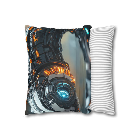 Robot Serpent Coiled Around Power Core Double-Sided Square Cushion Cover