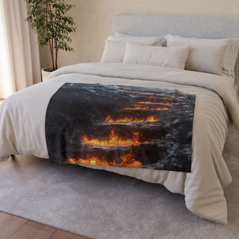 Lava Staircase in Frozen Jungle Plush Fleece Throw Blanket