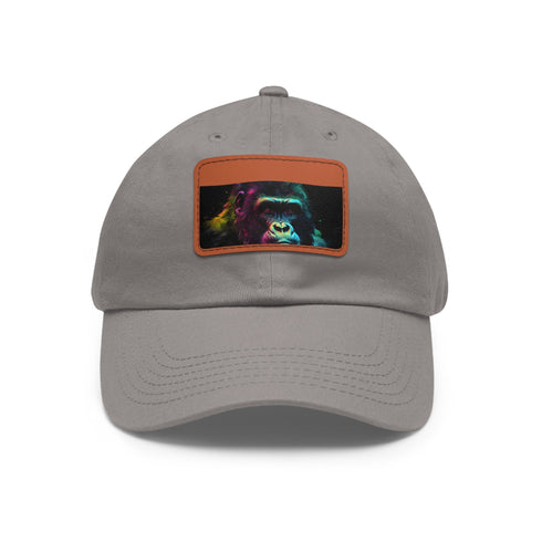 Gorilla Glow Watercolor Cap in White with Light Brown rectangle patch.