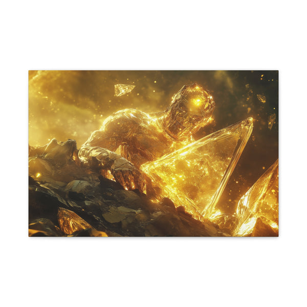 Golem of Glass & Gold Rising from Earth — Canvas Wall Art — Front Gallery-Wrapped Canvas View