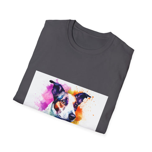 Charcoal cotton T-shirt with playful Jack Russell design and crew neck