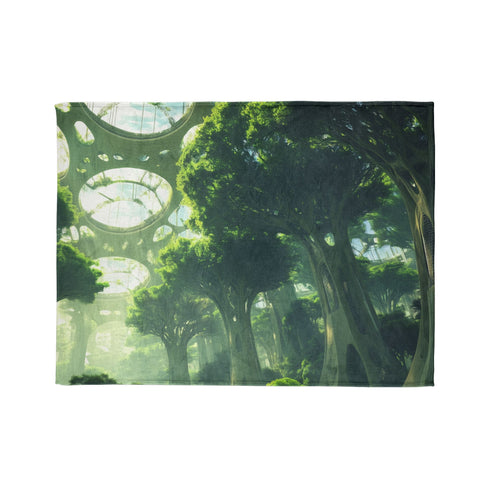 Sky Garden with Fractal Trees Plush Fleece Throw Blanket