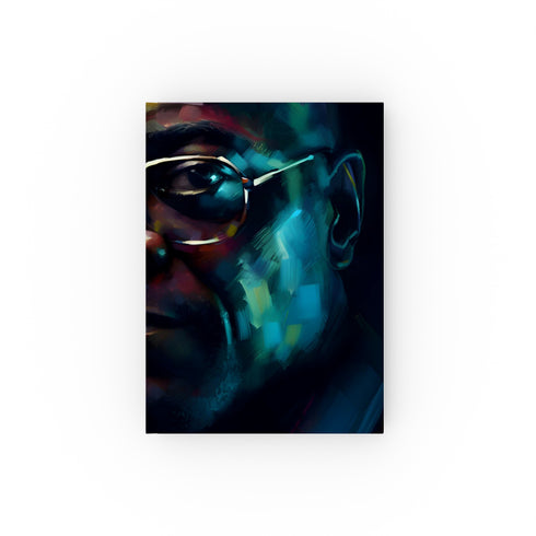 Jackson's Jive: A Neon Celebration journal - vibrant watercolor portrait of Samuel L. Jackson, perfect for movie buffs and aspiring actors