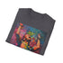 Charcoal cotton crew neck T-shirt with vibrant Coldplay painting design