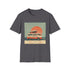 Charcoal cotton T-shirt with retro camper van sunset graphic