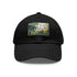 Central Park skyline watercolor baseball cap, white with light brown patch.