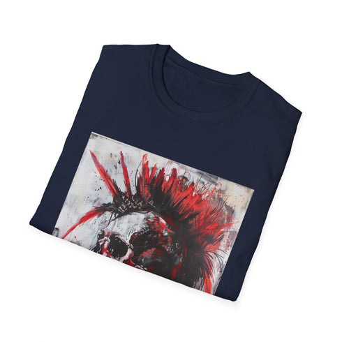 Charcoal cotton punk rock skull T-shirt with crew neck and regular fit