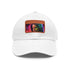Neon watercolor hat with light brown patch and rectangular shape.