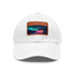 Neon watercolor charm baseball cap in white with light brown patch.