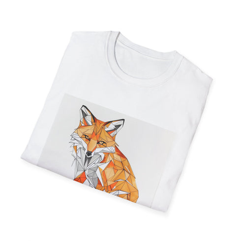 Charcoal geometric fox portrait t-shirt in breathable cotton with crew neck