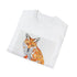 Charcoal geometric fox portrait t-shirt in breathable cotton with crew neck